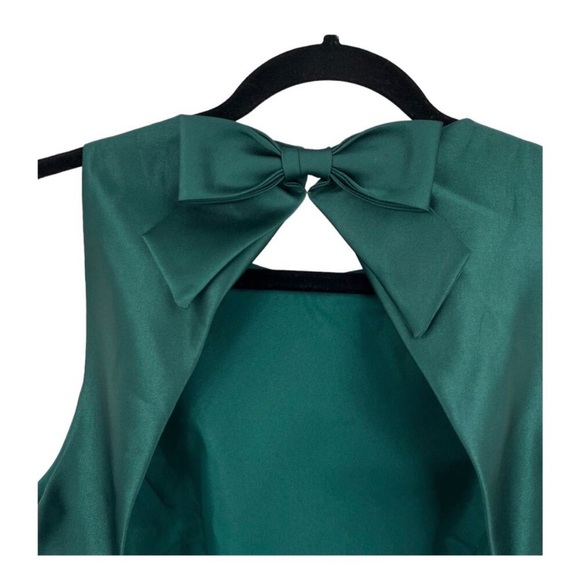 Alfred Sung dress D824 Jewel neck bowed open back trumpet green size 10 - Picture 6 of 8